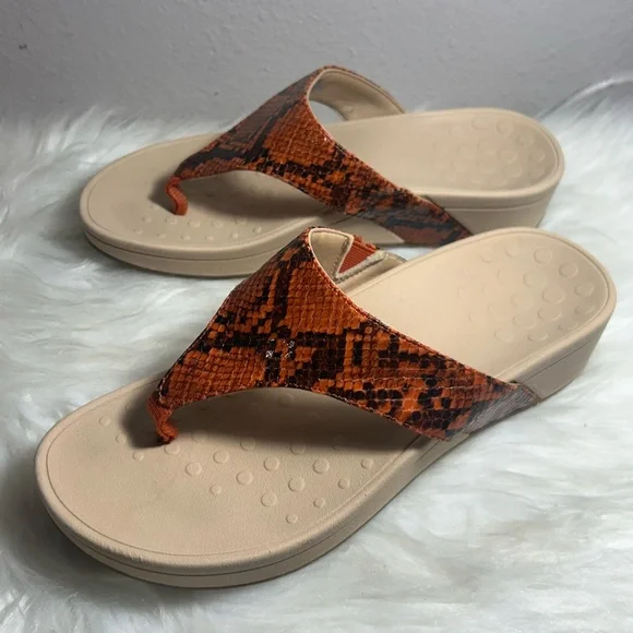 Vionic Pacific Naples Women's Platform Sandal Orange and Black Snake Size 9 - Picture 4 of 9